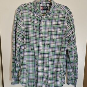 Chaps Green and Blue Plaid Button Down Shirt